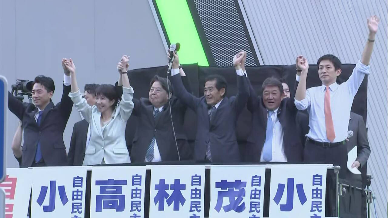 自民党総裁選、候補者5人が街頭演説で論戦
